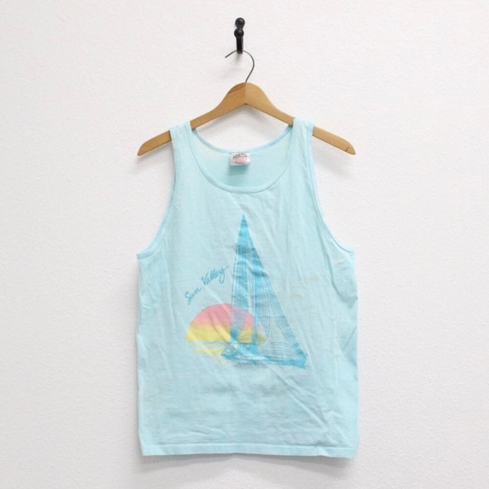 Vintage Sun Valley Sailboat Tank Top Medium
